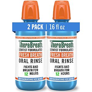 2-Pack 16-Ounce TheraBreath Fresh Breath Mouthwash (Icy Mint) $10.73 w/ S&S + Free Shipping w/ Prime or on $35+