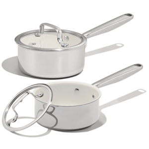 Carote 1.5QT & 3QT Tri-Ply Stainless Steel Ceramic Nonstick Saucepan Set $14 