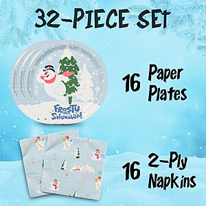 32-Pack Silver Buffalo Frosty the Snowman Disposable Paper Plates & Napkins $2.75 + Free Shipping w/ Prime or on $35