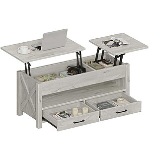 39.3" Seventable Lift Top Coffee Table w/ 2 Storage Drawers (Gray) $85 + Free S&H