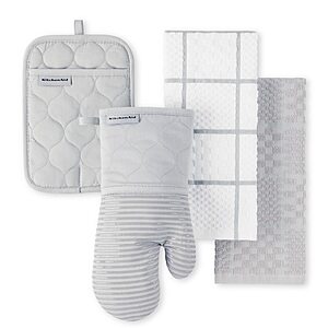4-Piece KITCHENAID Set w/ Oven Mitt, Pot Holder, & 2 Kitchen Towels (Matte Grey) $13.49 + Free Shipping w/ Prime or on $35+