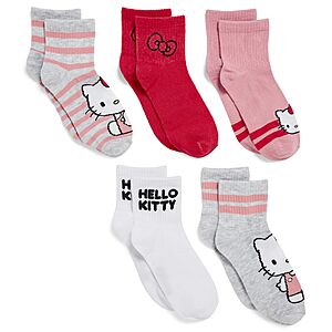 5-Pairs Hello Kitty Women's Clean Ribbed Short Ankle Socks (Sizes 9-11)
