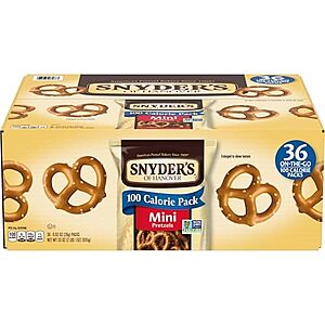 36-Ct 0.92-Oz Snyder's of Hanover Pretzels Mini Pretzels 100 Calorie Packs $7.80 w/ S&S