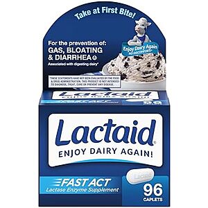 Select Accounts: 96-Ct Lactaid Fast Act Lactase Enzyme Caplets $9.90 w/ S&S