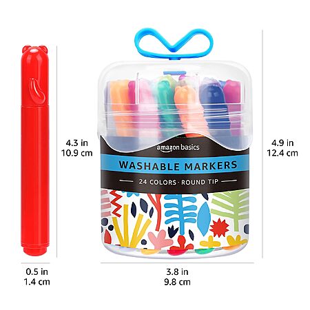 24-Pack Amazon Basics Kids Washable Markers (Round Tip) $7.52 w/ S&S + Free Shipping w/ Prime or on $35+