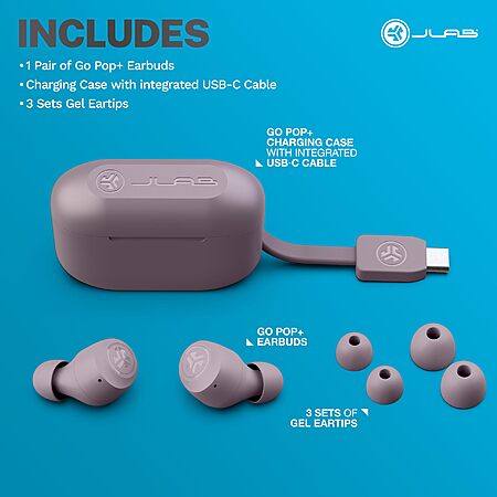 JLab Go Air Pop+ True Wireless Bluetooth Earbuds (Mauve) $12.49 + Free Shipping w/ Prime or on $35+