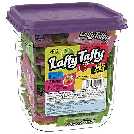 145-Count Laffy Taffy Assorted Candy Jar (Apple, Cherry, Strawberry & Banana) $11.19 w/ S&S + Free Shipping w/ Prime or on $35+
