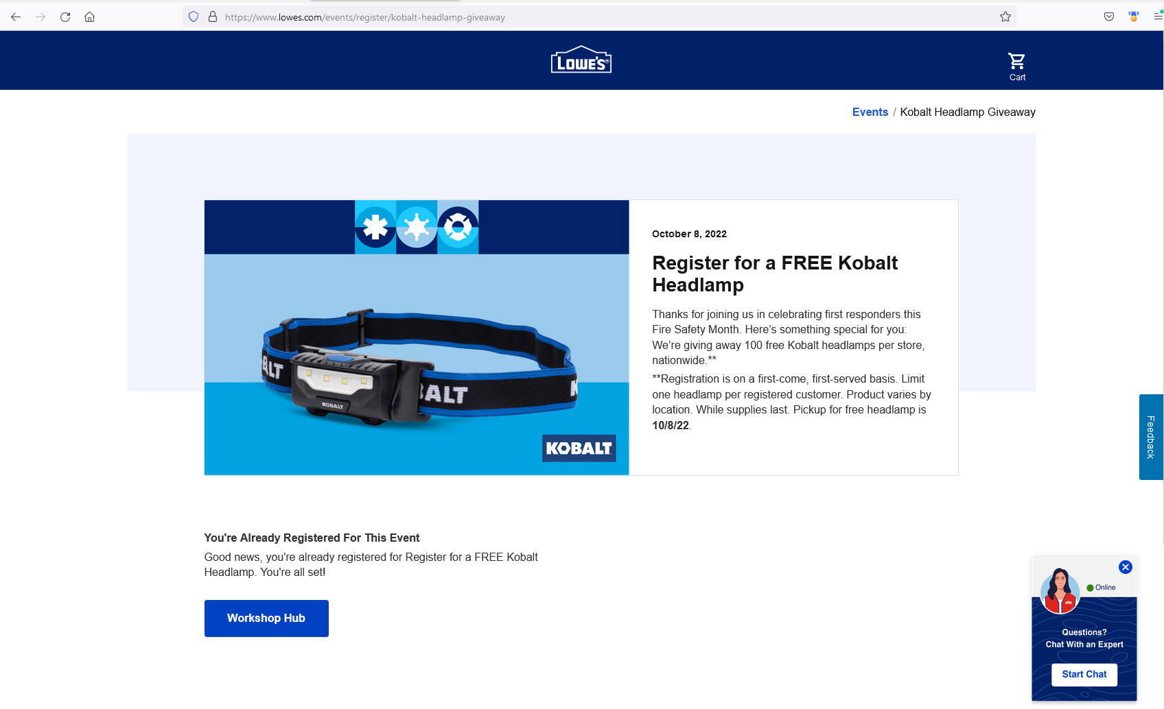 Lowe's Stores Giveaway: Kobalt Headlamp