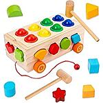 22 Pcs Set Wooden Shape Sorter Toy for Toddlers, &amp; Pound A Ball Toy For $9.99