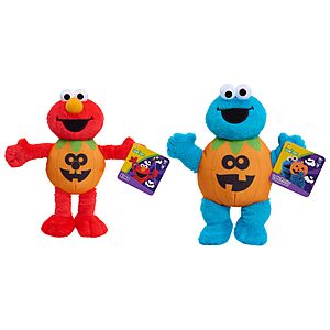 Just Play Sesame Street Elmo & Cookie Monster Small Halloween Plush 2-Pack, Sustainable Stuffed Animal, Soft Plushie, Kids Toys for Ages 18 Month $9