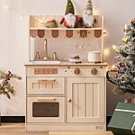 ROBUD Wooden Play Kitchen Set for Kids, Pretend Play Kitchen Toy Set with Golden Faucet, Sink, Oven, Stove, Cabinet, Vintage Style, Gift for Boys &amp; Girls, Ages 3+ $85.99