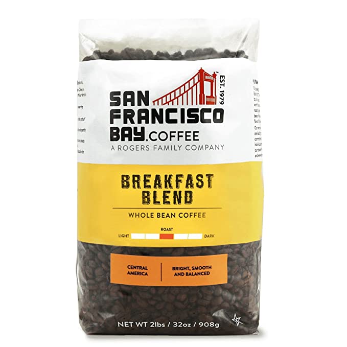 2-lbs SF Bay Coffee Breakfast Blend Whole Bean (Medium Roast) $5