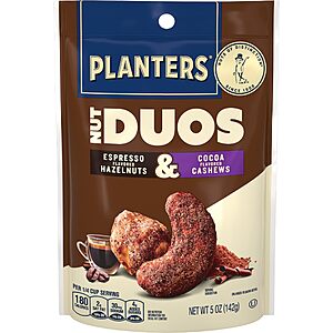 PLANTERS Nut Duos, Flavored Nuts Snack Pack - Cocoa Cashews & Espresso Hazelnuts 5oz $3.33