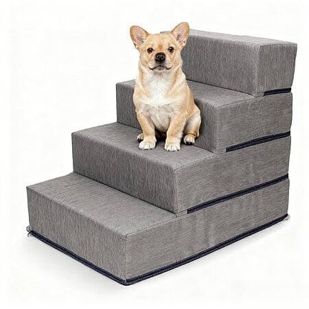 Elevon Dog Stairs for Bed 23.5" H, 4-Step Dog Steps for High Bed and Couch, Pet Steps for Small Dogs and Cats, Non-Slip Balanced Pet Ramp Indoor, Grey $24.99