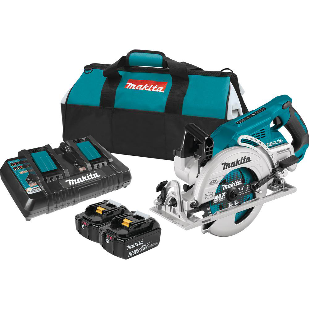 ** Hack **Makita 18-Volt X2 LXT 5.0Ah Lithium-Ion (36-Volt) Brushless Cordless Rear Handle 7-1/4 in. Circular Saw Kit-XSR01PT - The Home Depot $152.