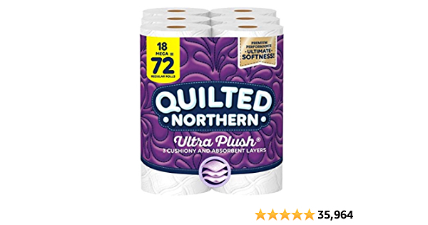 Quilted Northern Ultra Plush Toilet Paper, 18 Mega Rolls = 72 Regular Rolls, 3-Ply Bath Tissue, 18 Count (Pack of 1) - $16.49