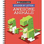 52-Page Brain Games Sticker by Letter: Awesome Animals Kids' Activity Book $3