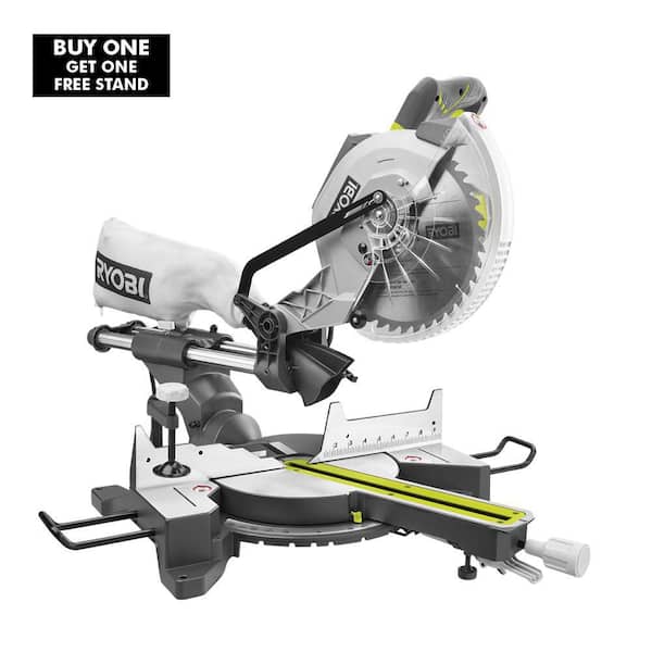 Ryobi 15 Amp 10 in. Corded Sliding Compound Miter Saw with LED Cutline Indicator with Stand - $249