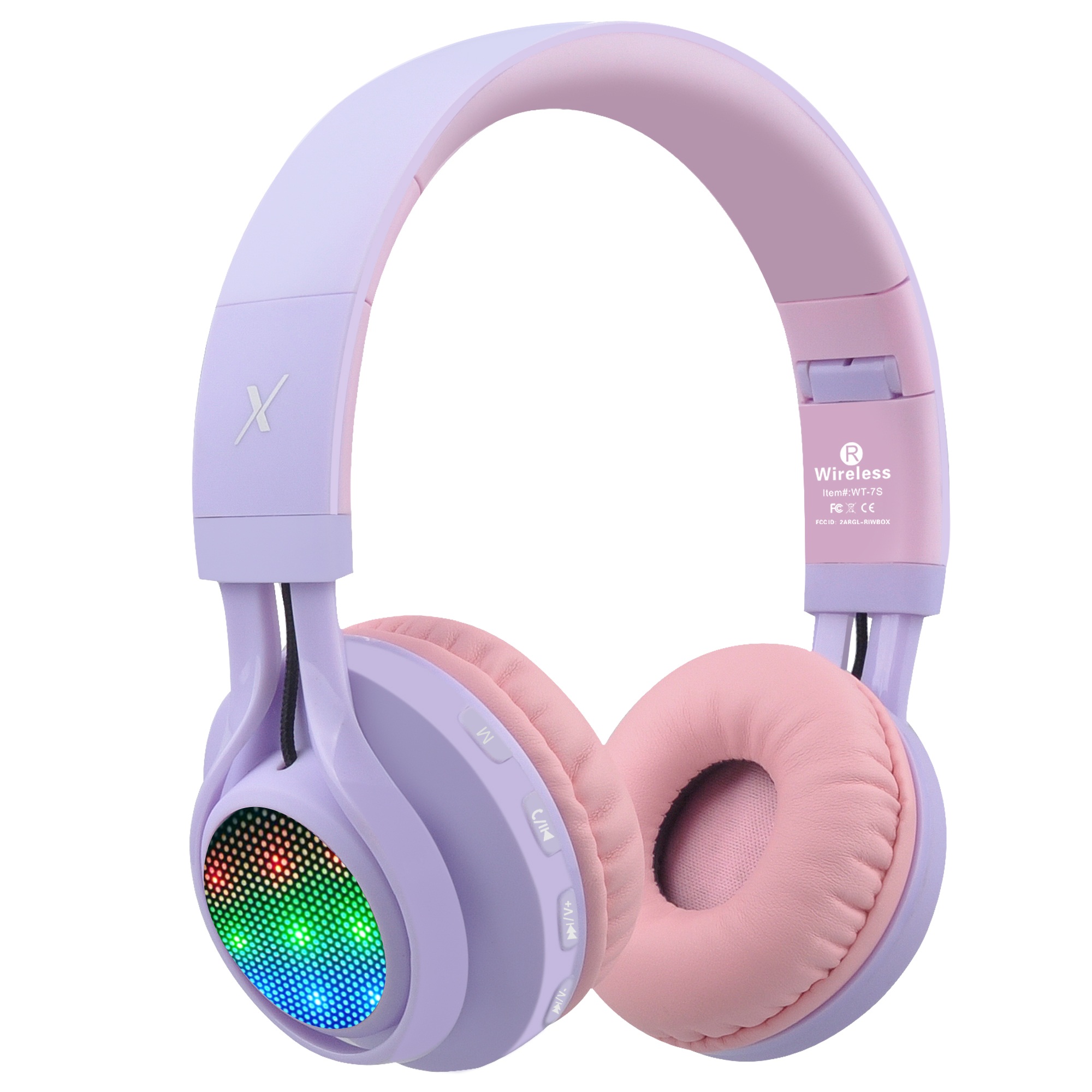 Riwbox WT-7S Kids Bluetooth Headphones Light Up Over Ear with Mic and Vol Ctrl(purple) 40% off after coupon $17.93