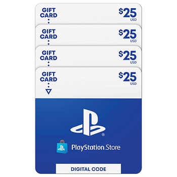 Sony PlayStation 4 x $25 Gift Cards Digital Download� | Costco $79.99