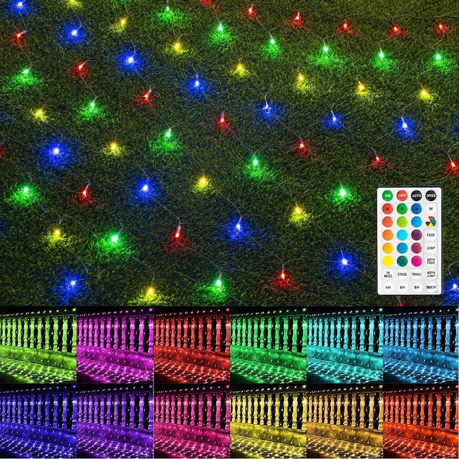 9.8’ x 6.6’ Dazzle Bright 198 LED RGB Color Changing Christmas Net
