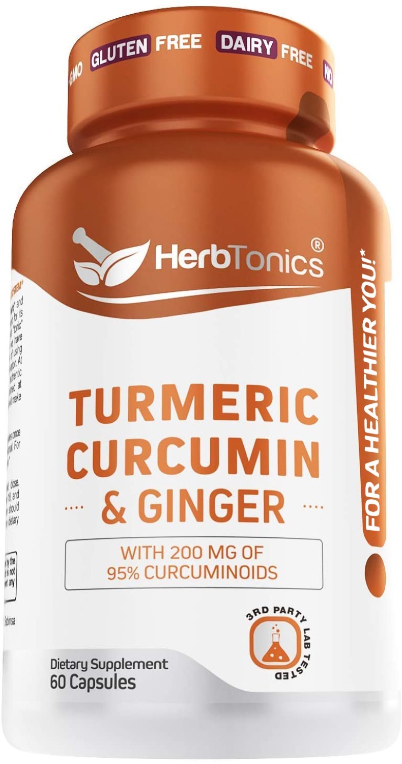 Herbtonics Turmeric Curcumin & Ginger Supplement with Bioperine (30