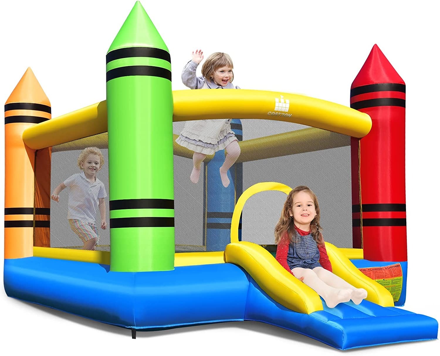 Kids Inflatable Bounce House w/ Large Jumping Area & Mesh Walls (Crayon Style) $120 + Free Shipping
