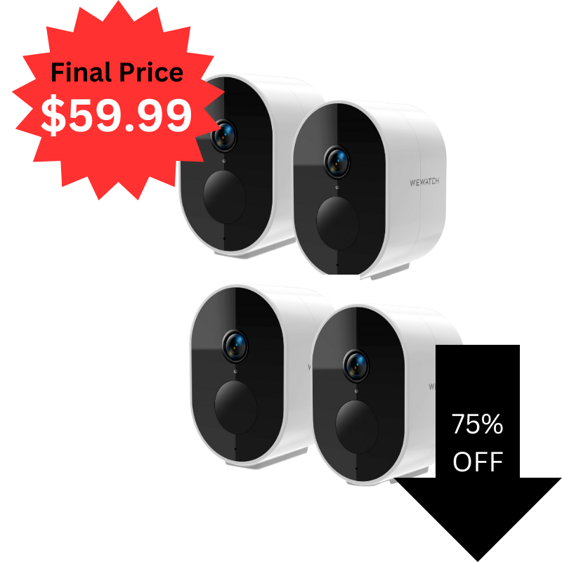 4 Pack WEWATCH IPF1 Wireless 1080P Night Vision Security Camera with PIR, 2-Way Audio, IP66, Built-in Battery for iOS/Android $60 + Free Shipping