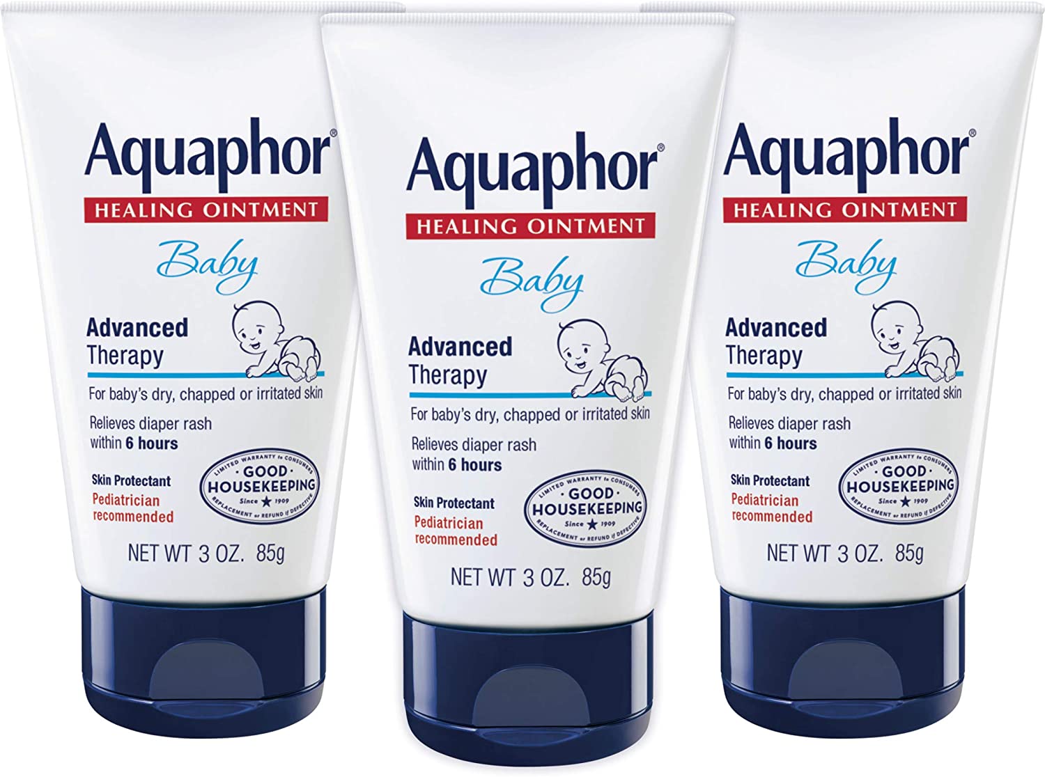 Limited-time deal: Aquaphor Baby Healing Ointment - Advanced Therapy for Chapped Cheeks and Diaper Rash - 3 oz. Tube (Pack of 3) - $11.81