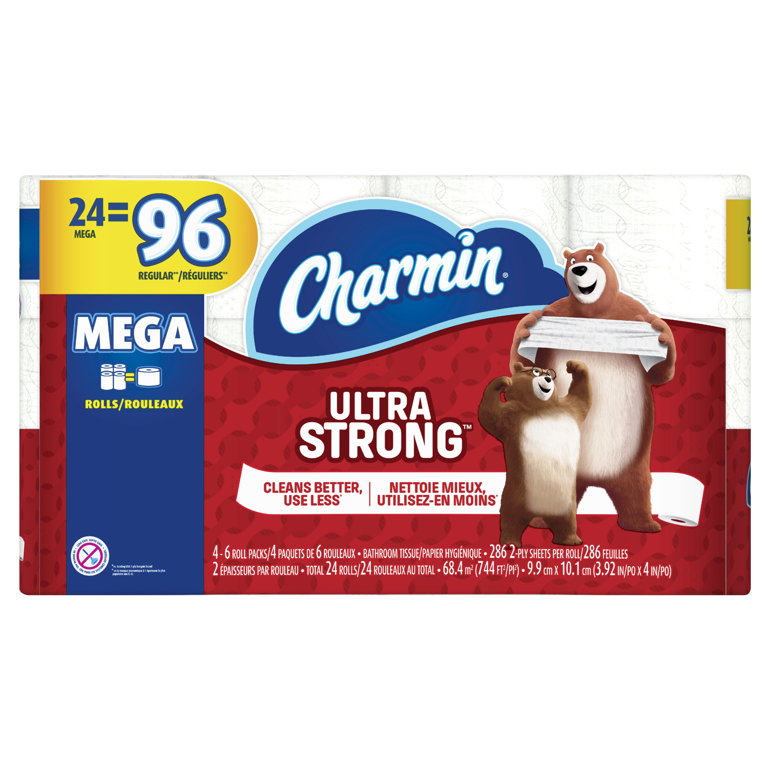 Charmin Ultra Strong Toilet Paper, 24 Mega Rolls $23.82 @ Walmart -- Sparkle Paper Towels 6 Giant Rolls 5.74