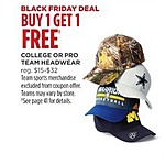 JCPenney Black Friday: College Or Pro Team Headwear - B1G1 Free