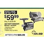 Dunhams Sports Black Friday: Chard 400W Grinder Or Chard 8.6&quot; Slicer for $59.99