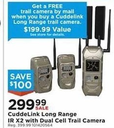 Mills Fleet Farm Black Friday: Cuddeback  CuddeLink Long Range IR x 2 w/ Dual Cell Trail Camera +Free Trail Camera By Mail for $299.99