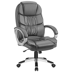 LACOO Gray Big and High Back Office Chair, PU Leather Executive Computer Chair with Lumbar Support T-OCBC8004 - $89.60