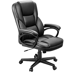 LACOO Big and Tall Black Leather High Back Executive Chair with Swivel Seat T-OCBC9M1P0 - $87.00 Home Depot
