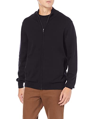 Amazon Essentials Men's Full-Zip Cotton Sweater, Black, Large $14.7