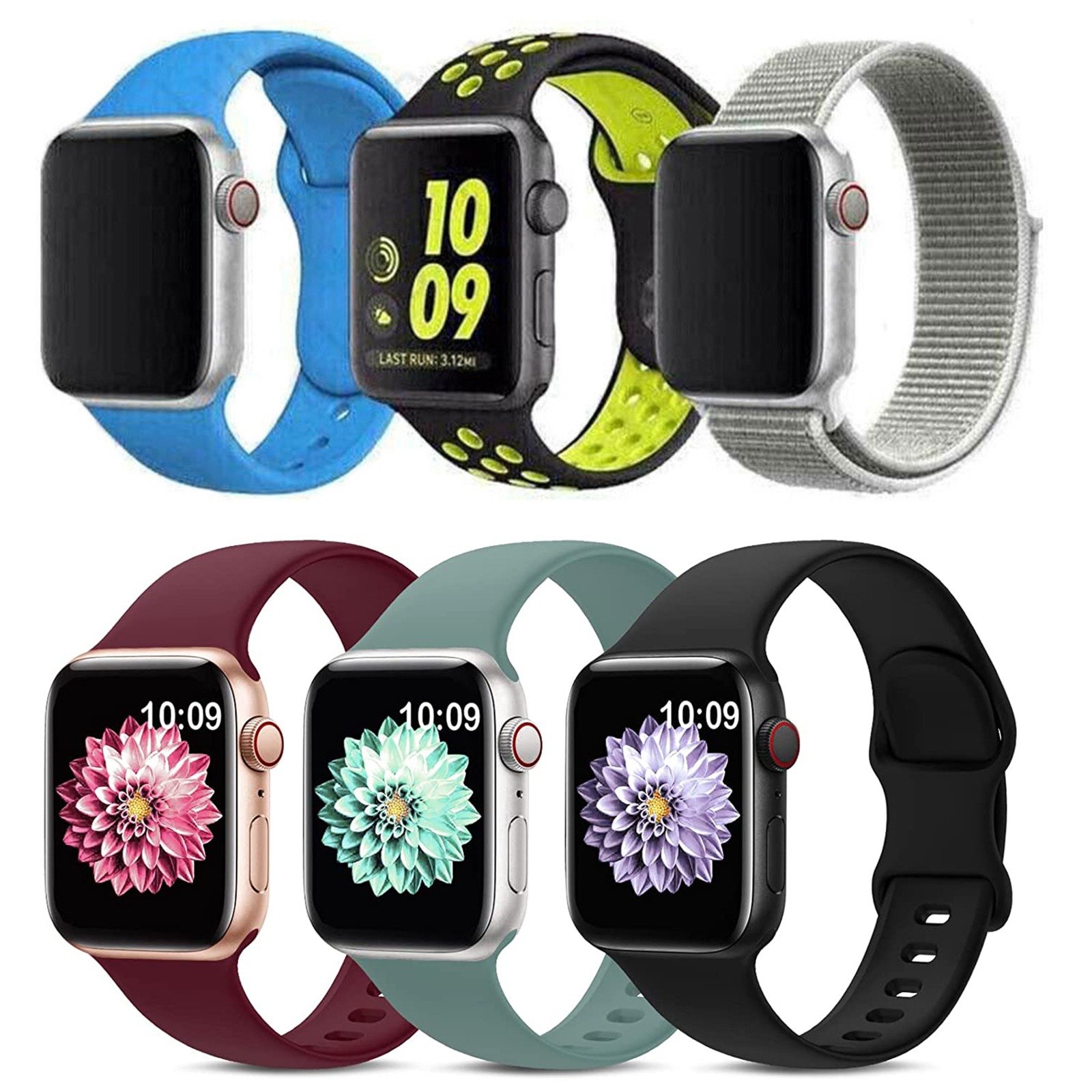 6 Pack Assorted Watch Bands for Apple Smartwatch  - $9.99