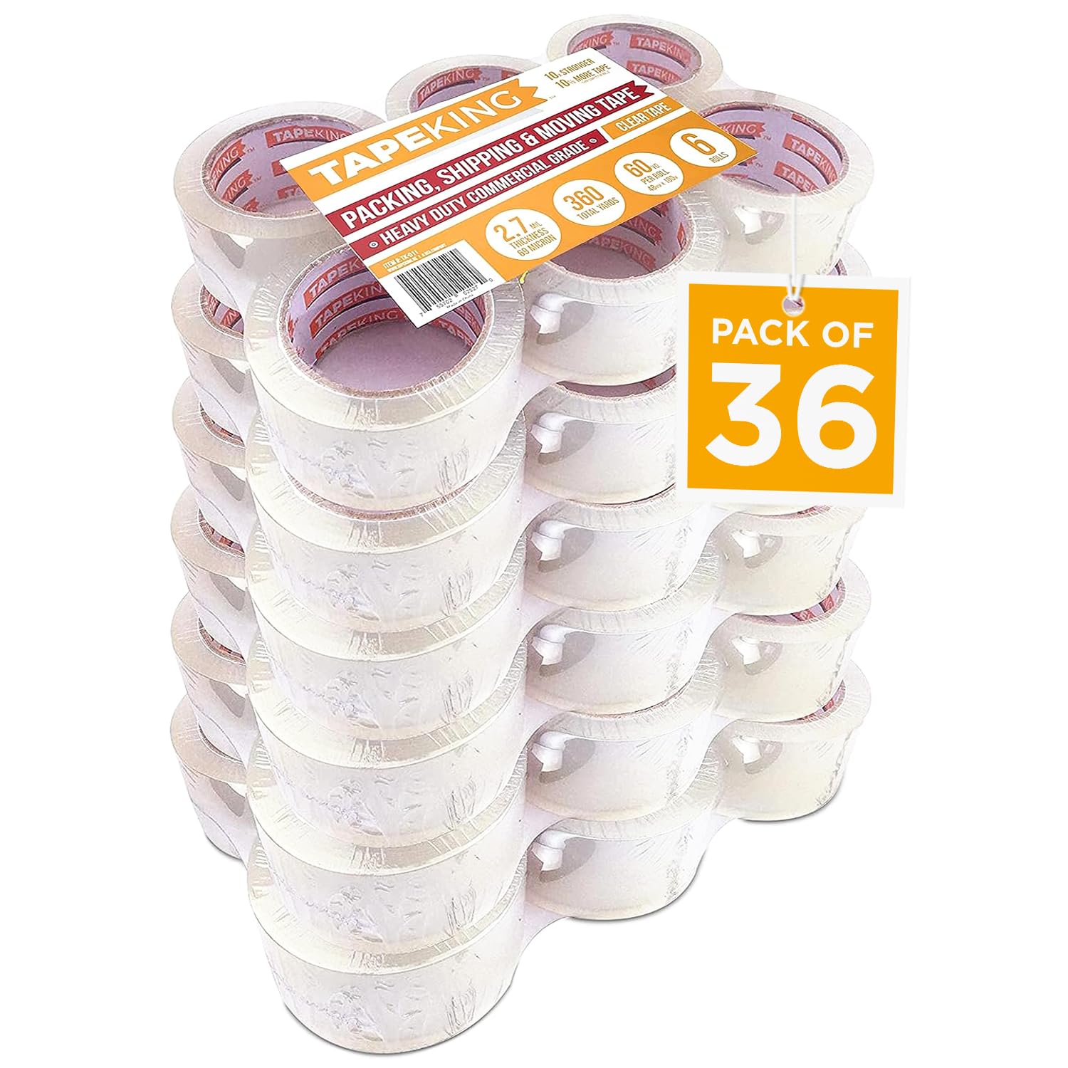 36 Rolls Of Tape King Clear Packing Tape - 60 Yards & 2.7mil $23.61