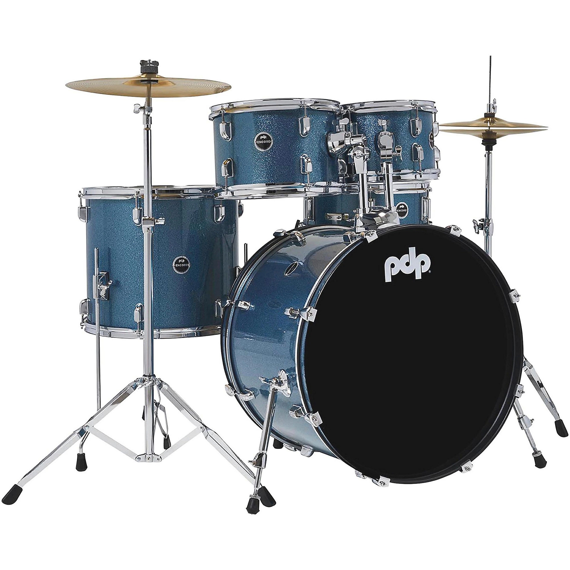 PDP by DW Encore Complete 5-Piece Drum Set With Chrome Hardware and Cymbals Azure Blue $199