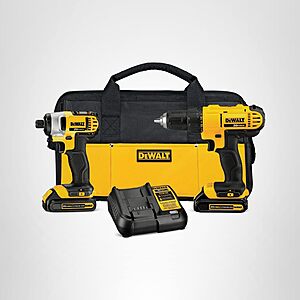 DeWALT 20V MAX Cordless Drill + Impact Driver Combo Kit + 2x 1.5Ah Batteries $130 + Free Shipping