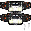 LHKNL Headlamp Rechargeable, Lumen Super Bright Motion Sensor Head Lamp Flashlight,2-Pack Waterproof LED Headlight with White Red Light,8 Modes Head Lights $11.99
