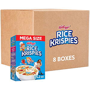 (8 pack) Kellogg's Rice Krispies Original Breakfast Cereal, 8 Vitamins and Minerals, Mega Size, 25.2 oz for $20.10