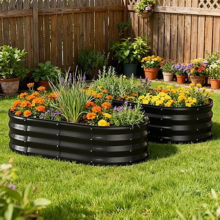 COMHOMA 2 Pack Raised Garden Bed 4x2x1ft,Galvanized Metal Planter Box Kit for Outdoor Gardening,Large Vegetable Flower Growing Beds with Gloves Tools,Black for $39.09 After coupon