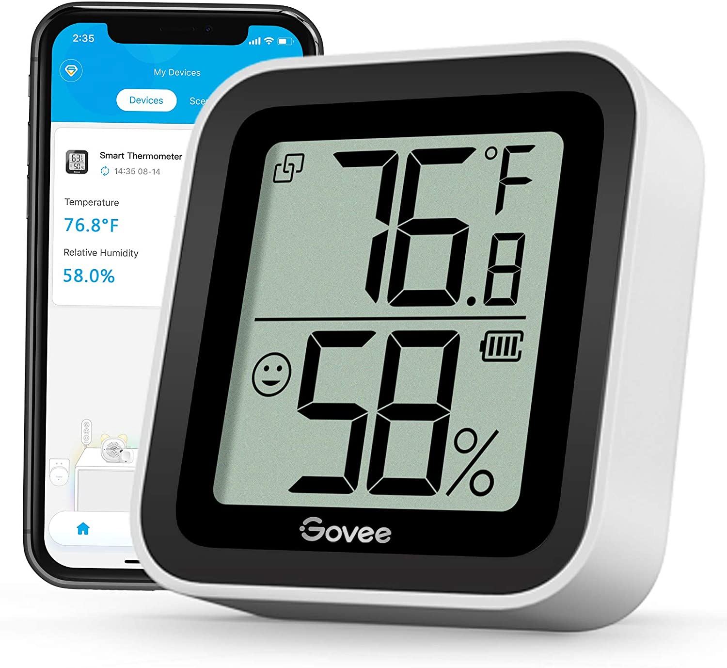 Govee Temperature Humidity Sensor with Mini Bluetooth Swiss Sensor Hygrometer Thermometer w/ App Alert & Data Storage - $7.99 + Free Shipping w/ Prime