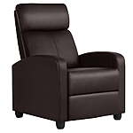 Alden Design Faux Leather Push Back Theater Recliner Chair with Footrest, Brown $98 free shipping @ Walmart
