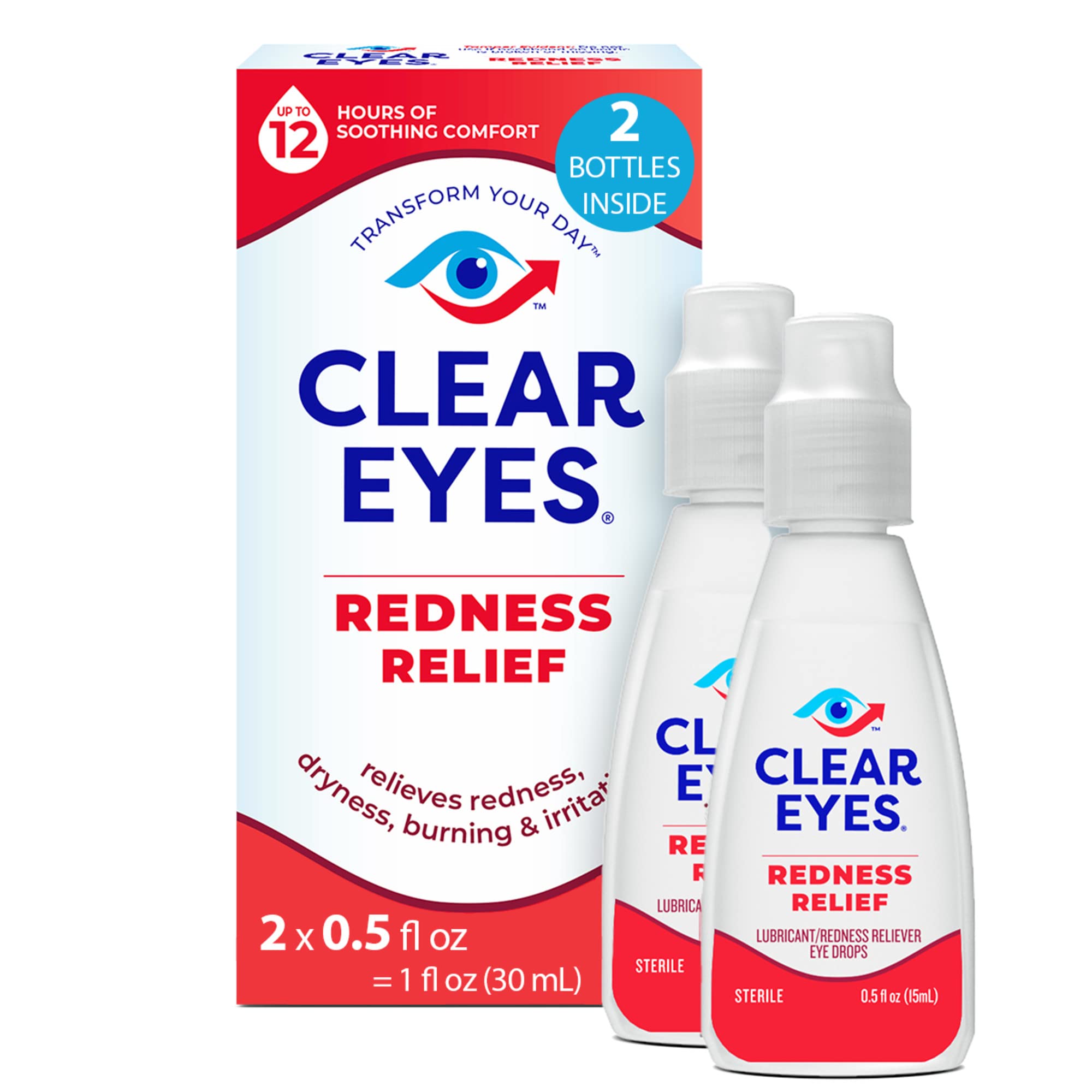 Clear Eyes Redness Relief Eye Drops, 0.5 oz, Dual Pack - $2.87