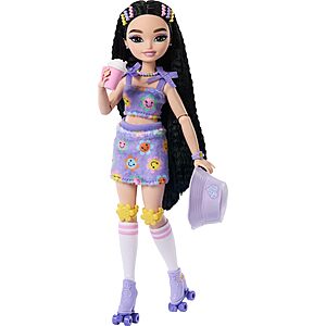 Barbie Dream Besties Doll and Accessories, Renee Posable Roller Skating Fashion Doll with Black Hair, 12 Video & Food Themed Pieces $17.24