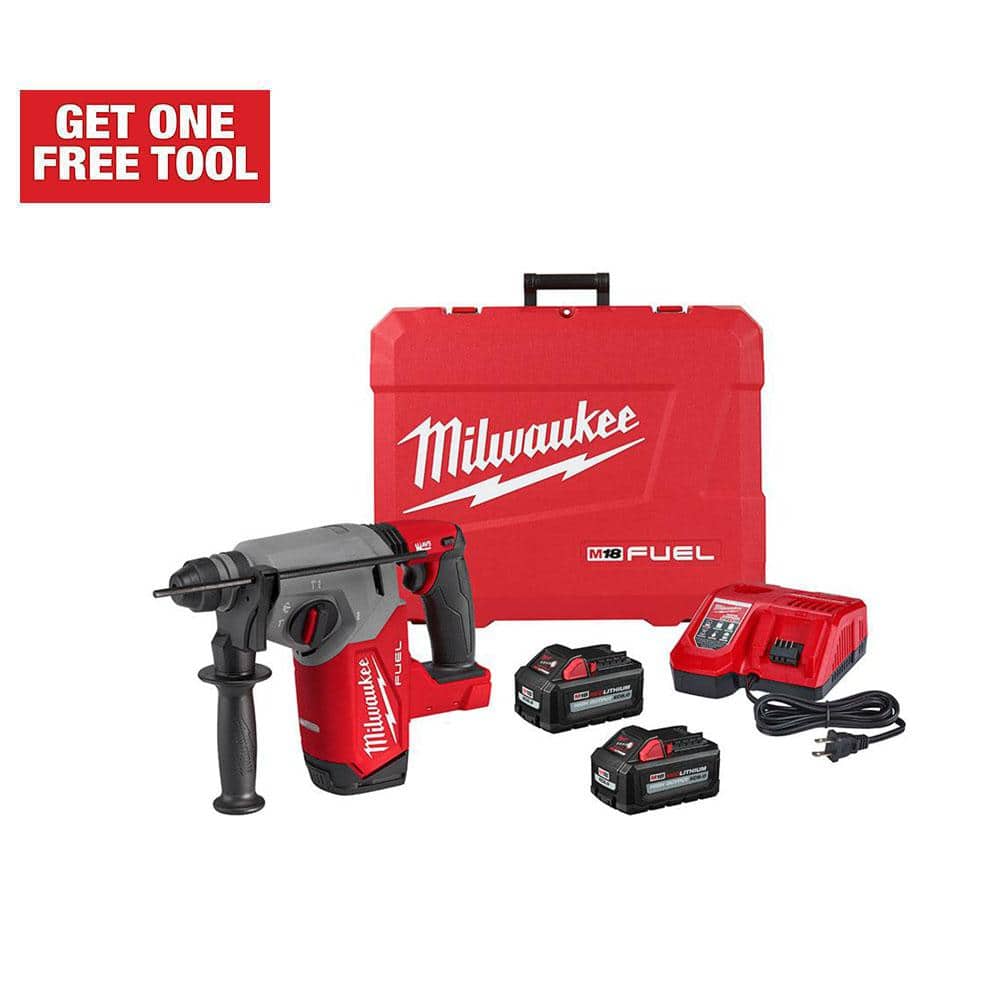 Milwaukee M18 FUEL 18-Volt Lithium-Ion Brushless 1 in. Cordless SDS-Plus Rotary Hammer Kit with Two 6.0 Ah Batteries, Hard Case 2912-22 - $420.10
