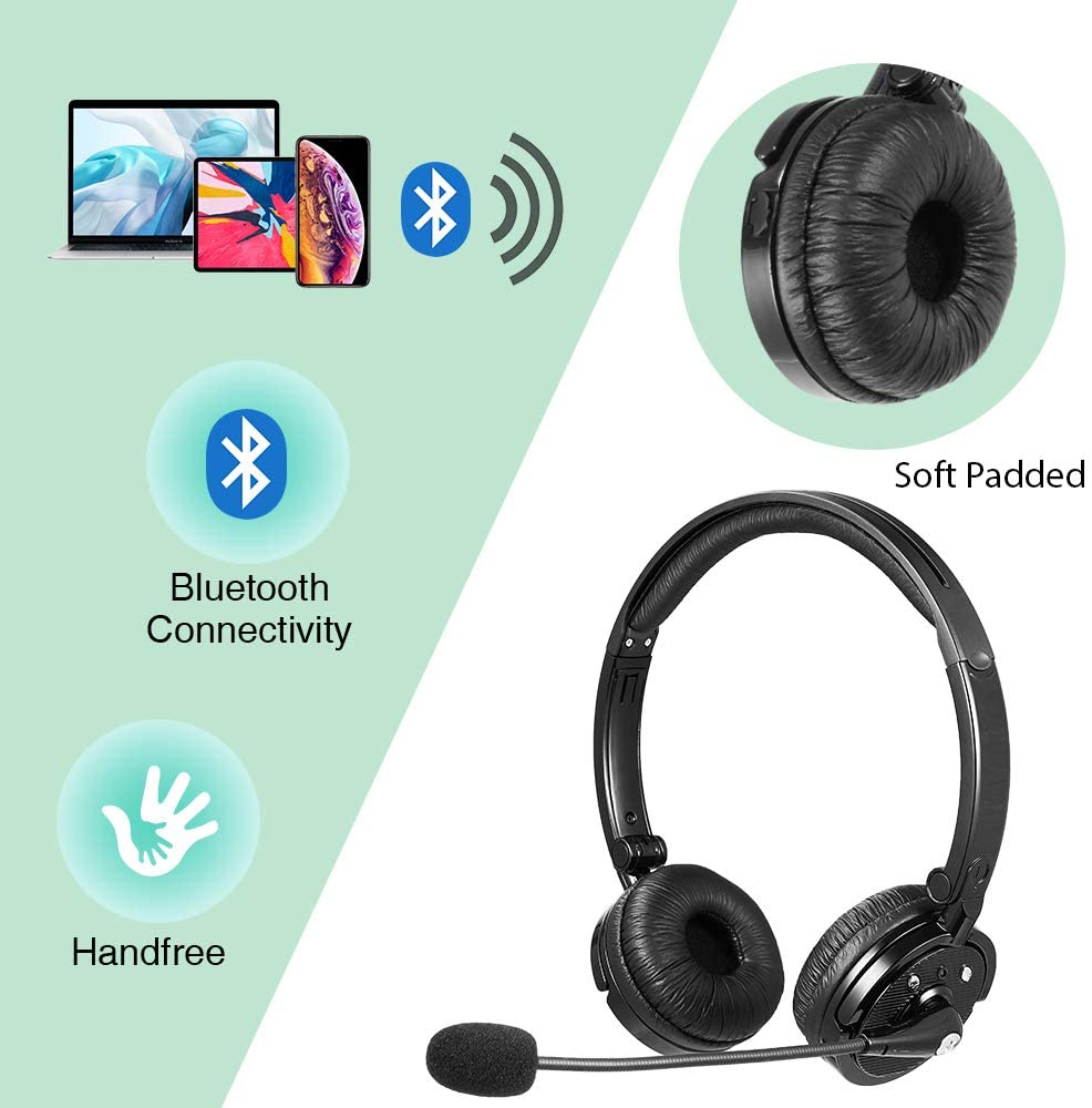 LUXMO Bluetooth Stereo Headset w/Noise Cancelling (Black) - $11.90 w/ FS