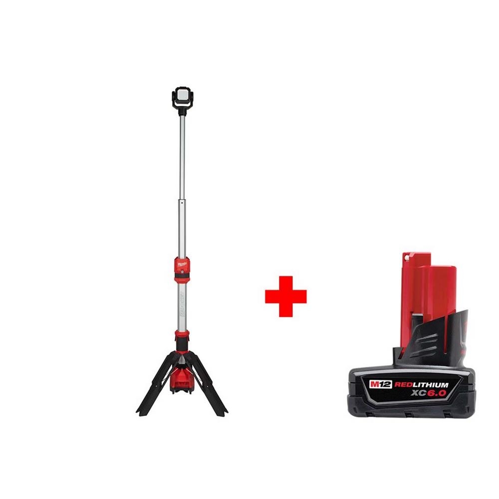 Milwaukee M12 12-Volt Lithium-Ion Cordless 1400 Lumen ROCKET LED Stand Work Light with Free 6.0 Ah M12 Battery-2132-20-48-11-2460 - $149.99